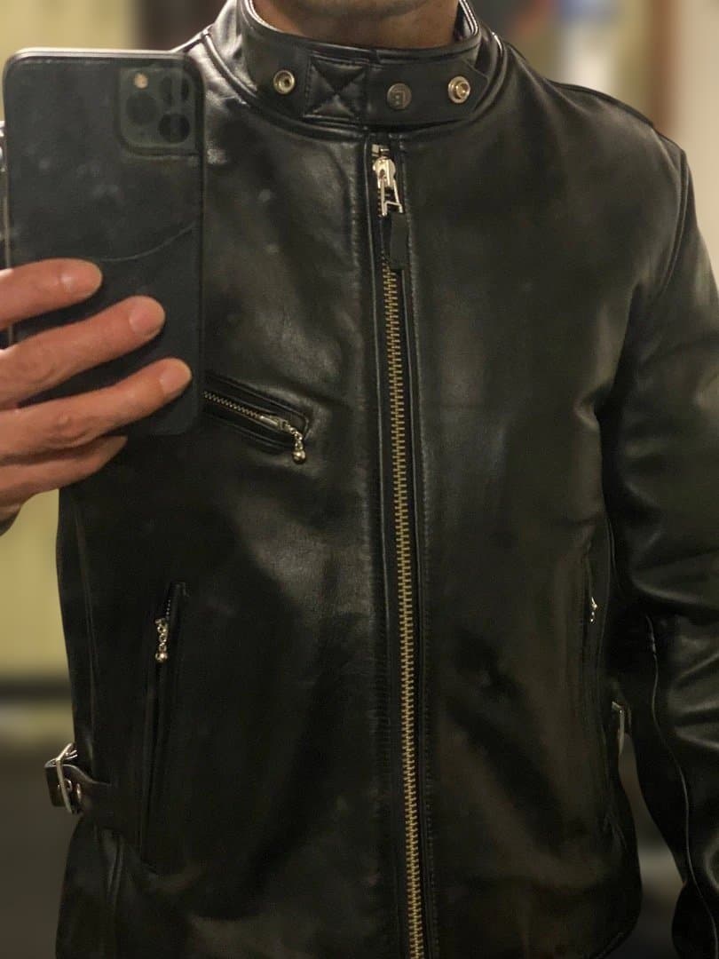 黒　牛革　レザーシングルライダースジャケット(韓国製) サイズ　L