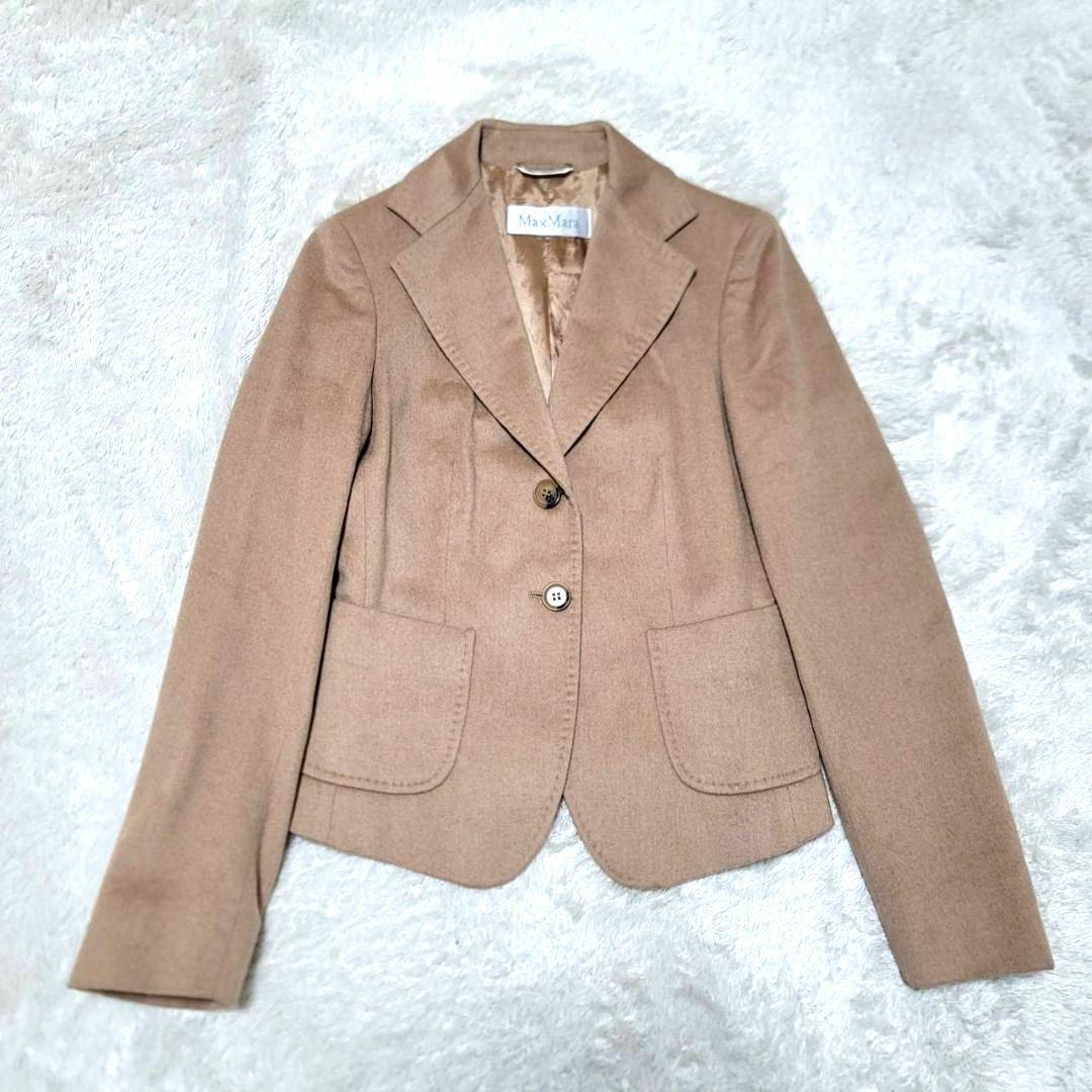 美品 マックスマーラ セットアップ 最高級 キャメル 白タグ 38 36