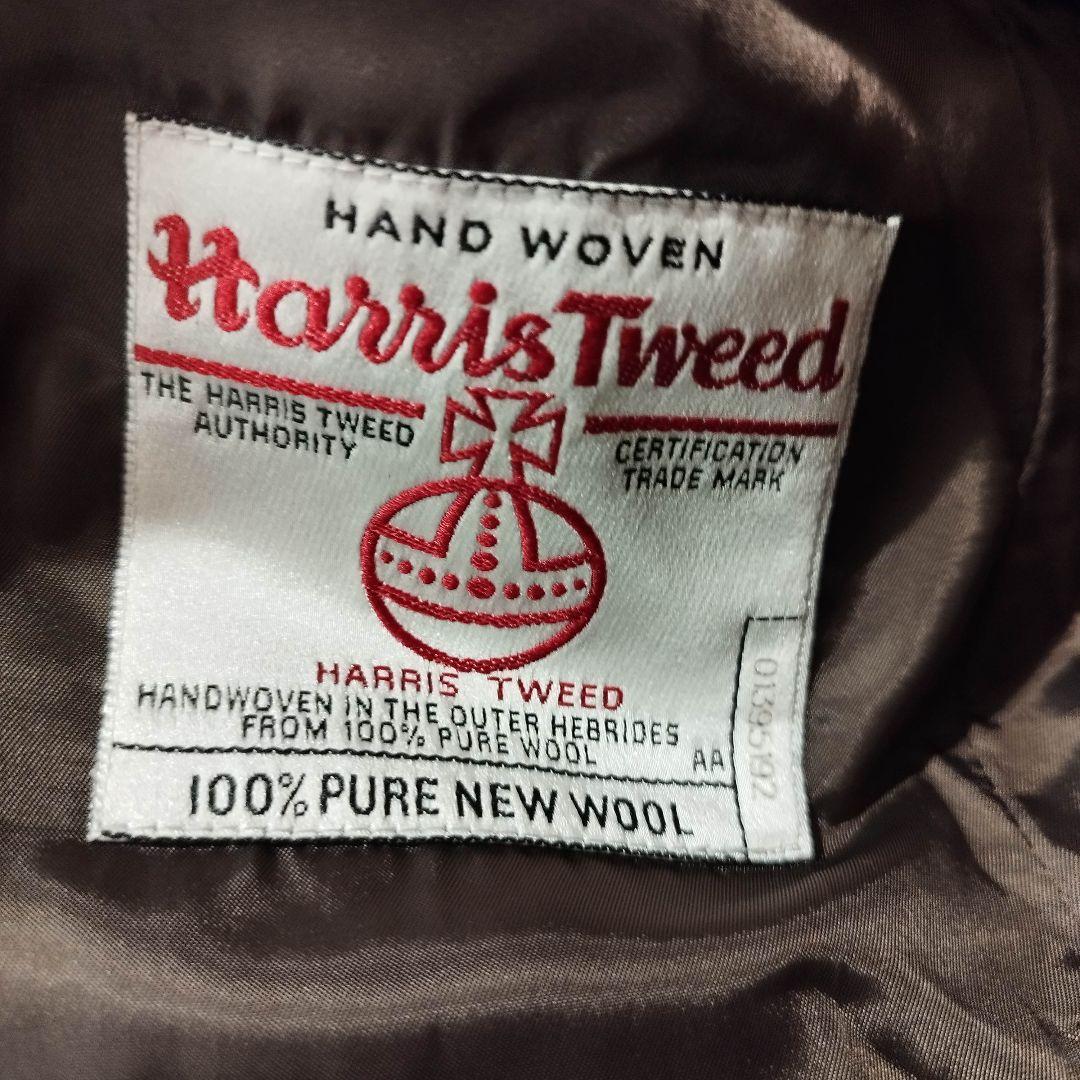 【美品】HARRIS TWEED ヘリンボーン シングル ラグランスリーブコート