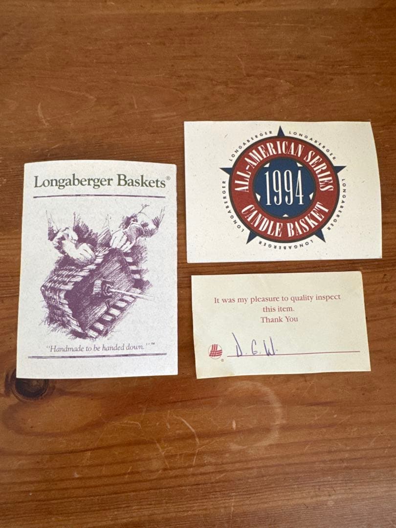 【希少】Longaberger 1994 キャンドルバスケット ライナー付