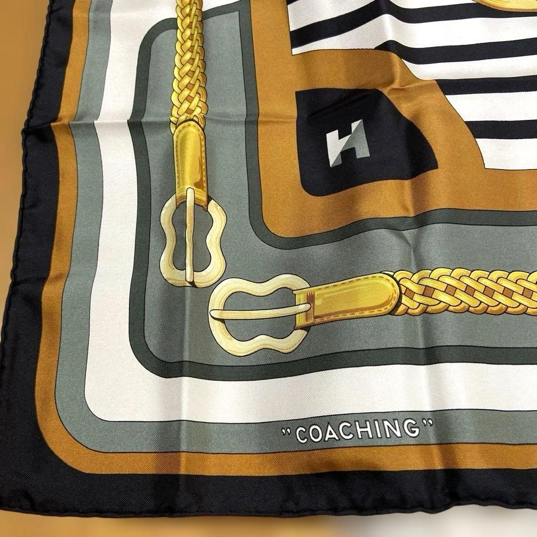エルメスHERMES 90 カレ　コーチング　スカーフ　シルク　ビンテージ