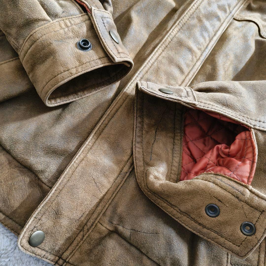 希少 本革 リアルレザー サントリー ボスジャン A-2 レザージャケット M