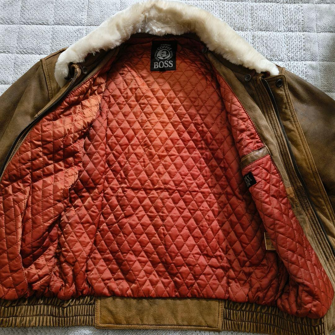 希少 本革 リアルレザー サントリー ボスジャン A-2 レザージャケット M