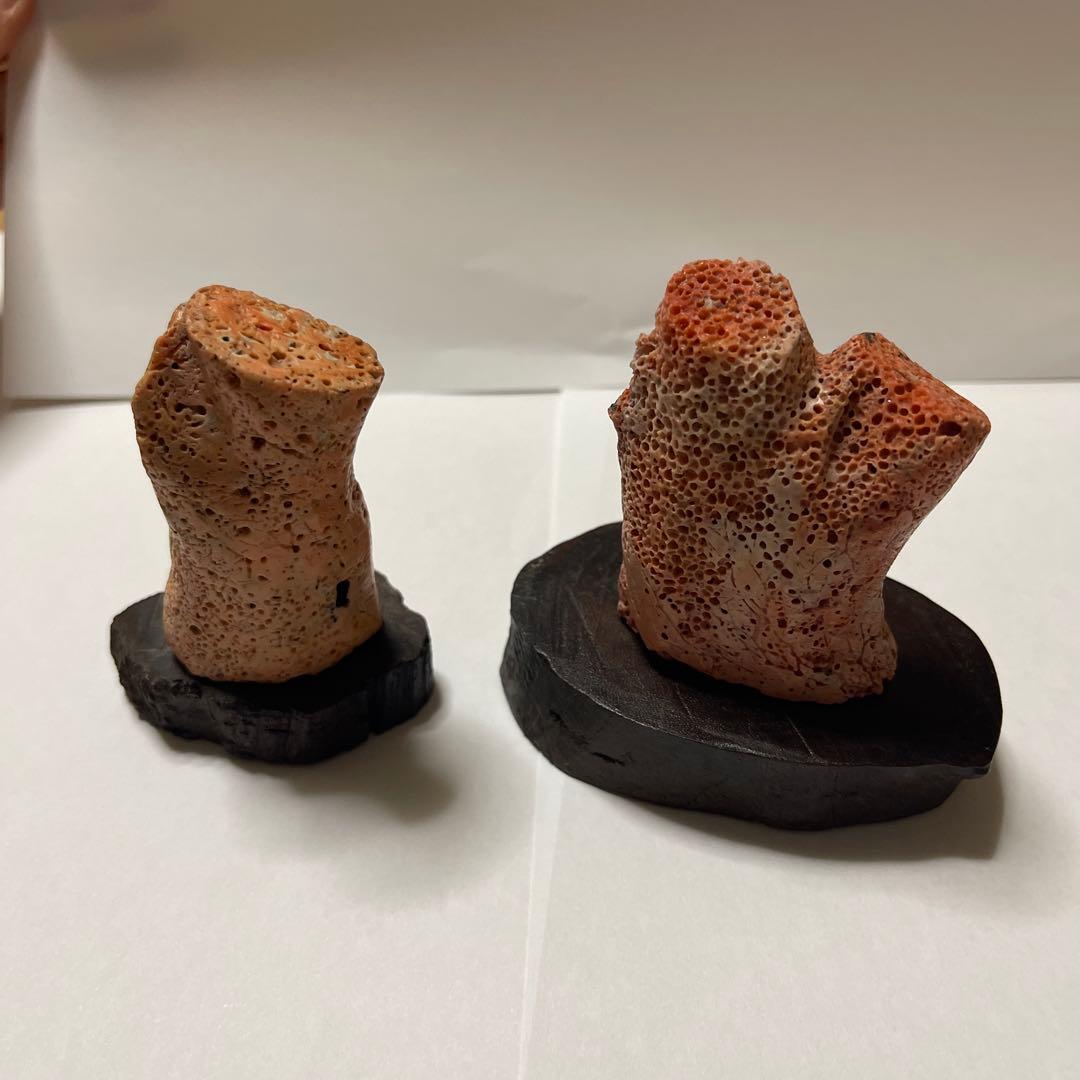桃サンゴ？　珊瑚風　置き物　2点まとめ売り