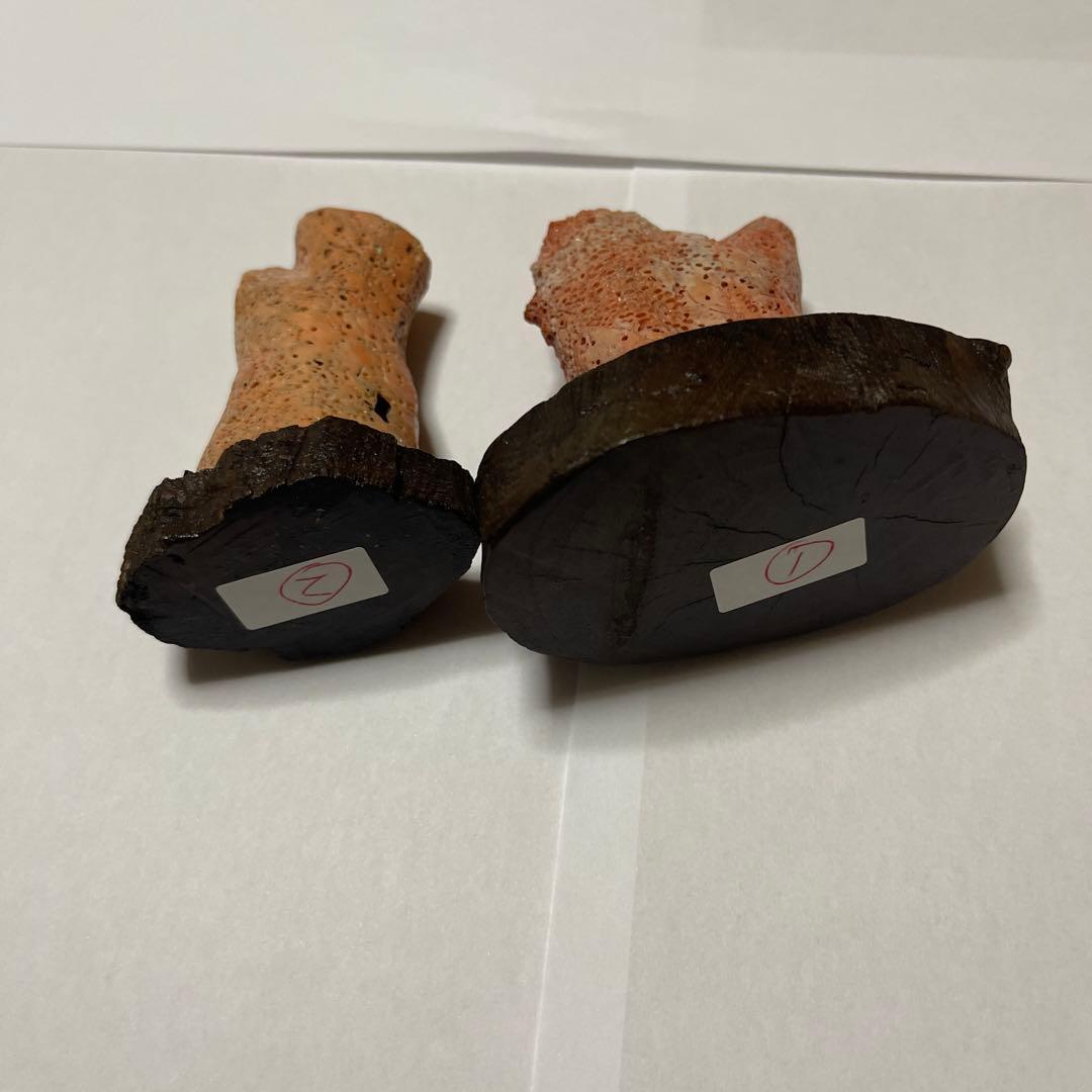 桃サンゴ？　珊瑚風　置き物　2点まとめ売り