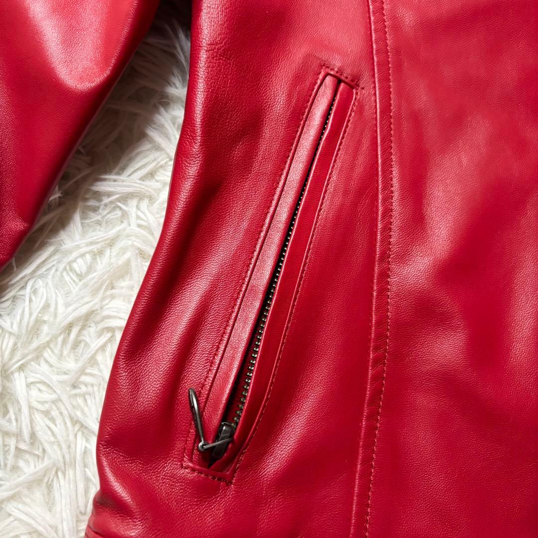 極美品L相当✨ SCHAFFEN 本革 キルティング シングルライダース 赤