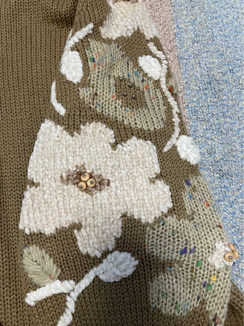 BEARDSLEY ビアズリー花ジャガードニット フラワー 袖ジャガード