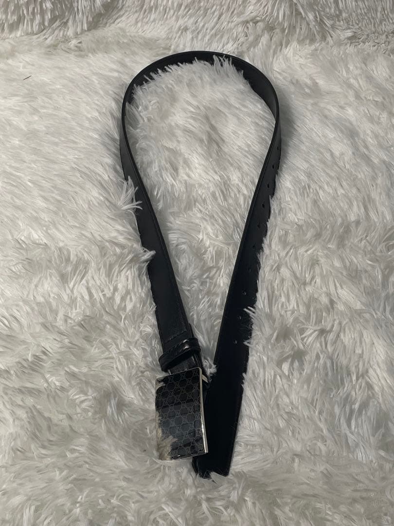 美品　GUCCI グッチ GG柄プレートバックル 本革　レザーベルト