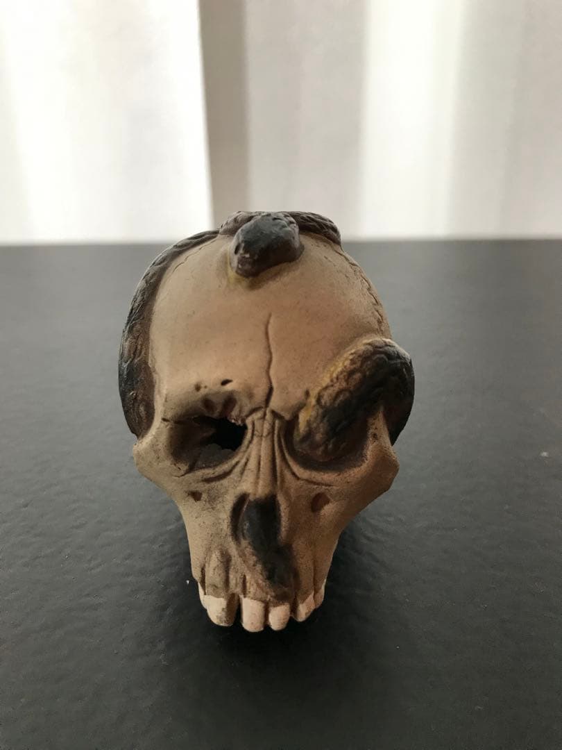 野晒し髑髏 髑髏 ドクロ 陶器 置物 オブジェ 美品 昭和 骨董 コレクター