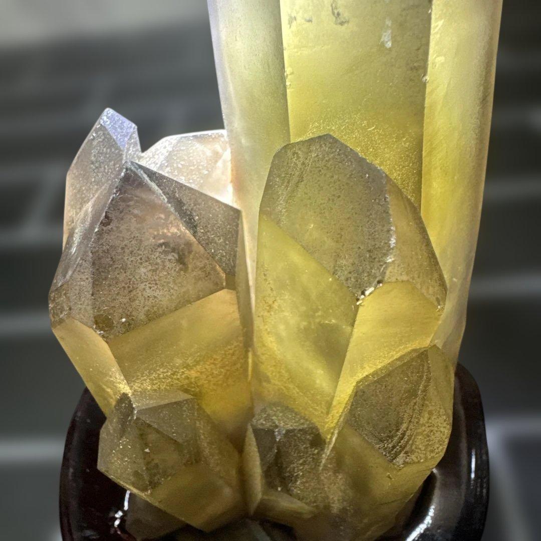 シトリン／スモーキシトリン原石 3点セット 台座付