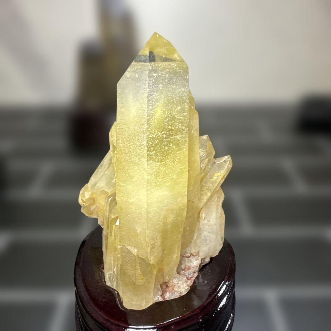 シトリン／スモーキシトリン原石 3点セット 台座付