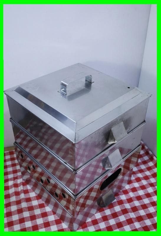 業務用 ステンレススチール 3段蒸し器 角蒸し器 40×40cm 底板取り外し可