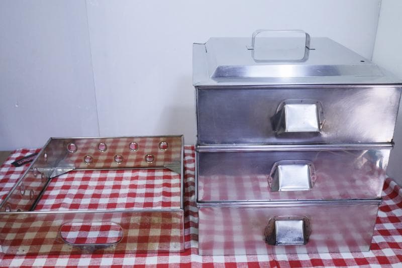 業務用 ステンレススチール 3段蒸し器 角蒸し器 40×40cm 底板取り外し可