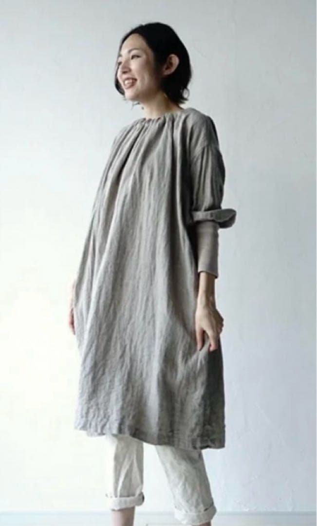 ★カポック★kapoc★SACK★割烹着★リネン ★エプロン★2way★ベージュ