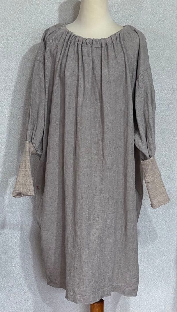 ★カポック★kapoc★SACK★割烹着★リネン ★エプロン★2way★ベージュ