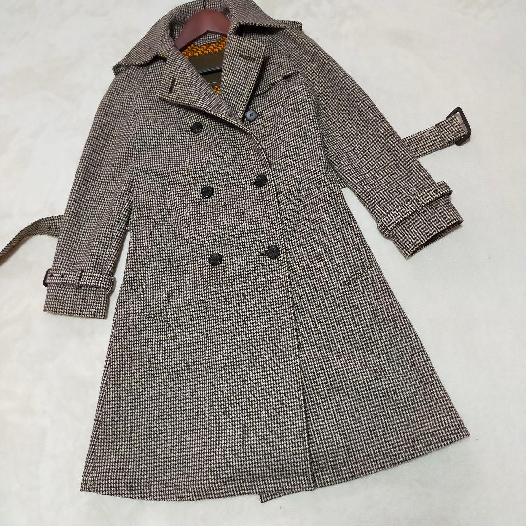 美品　英国製　MACKINTOSH　千鳥格子柄　ウール地　トレンチコート