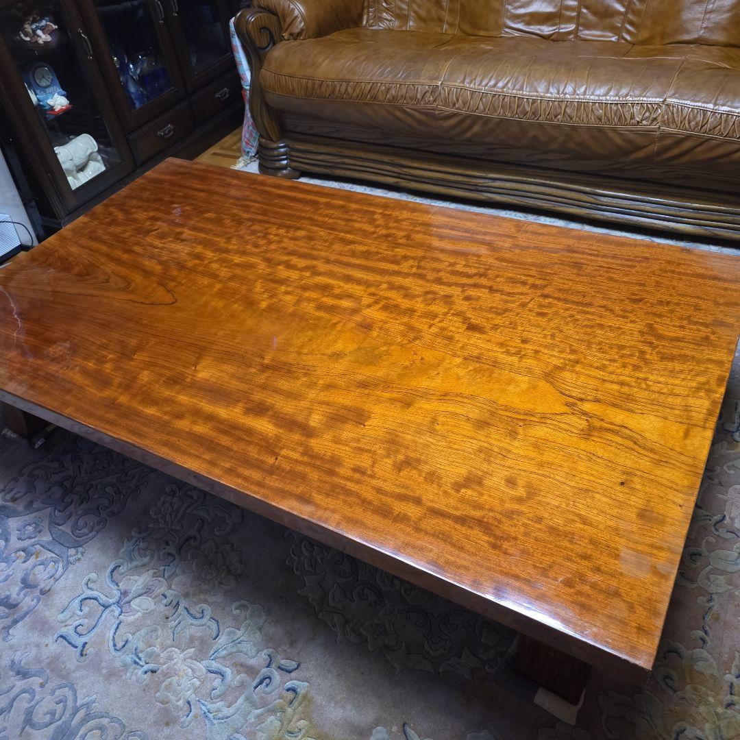 大型光沢木製座卓　一枚板　無垢材
