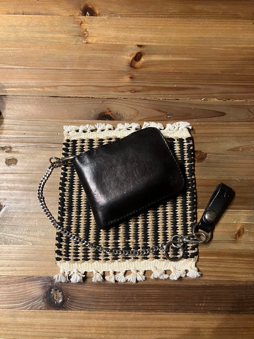 無骨 レザーウォレット チェーン付き ブラック｜ミニマル アメカジ