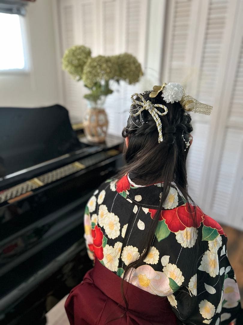 小学生　着付け簡単5点フルセット　160センチ　（髪飾り付き）着画あり　卒業式