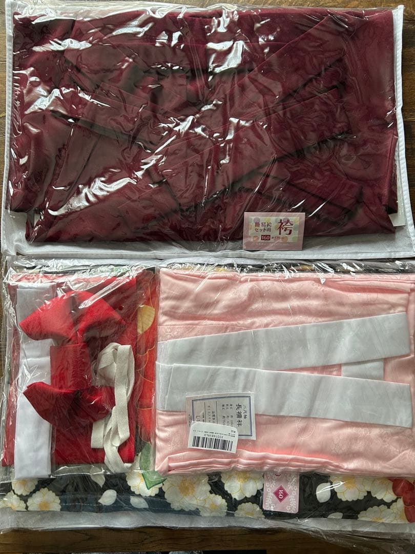 小学生　着付け簡単5点フルセット　160センチ　（髪飾り付き）着画あり　卒業式