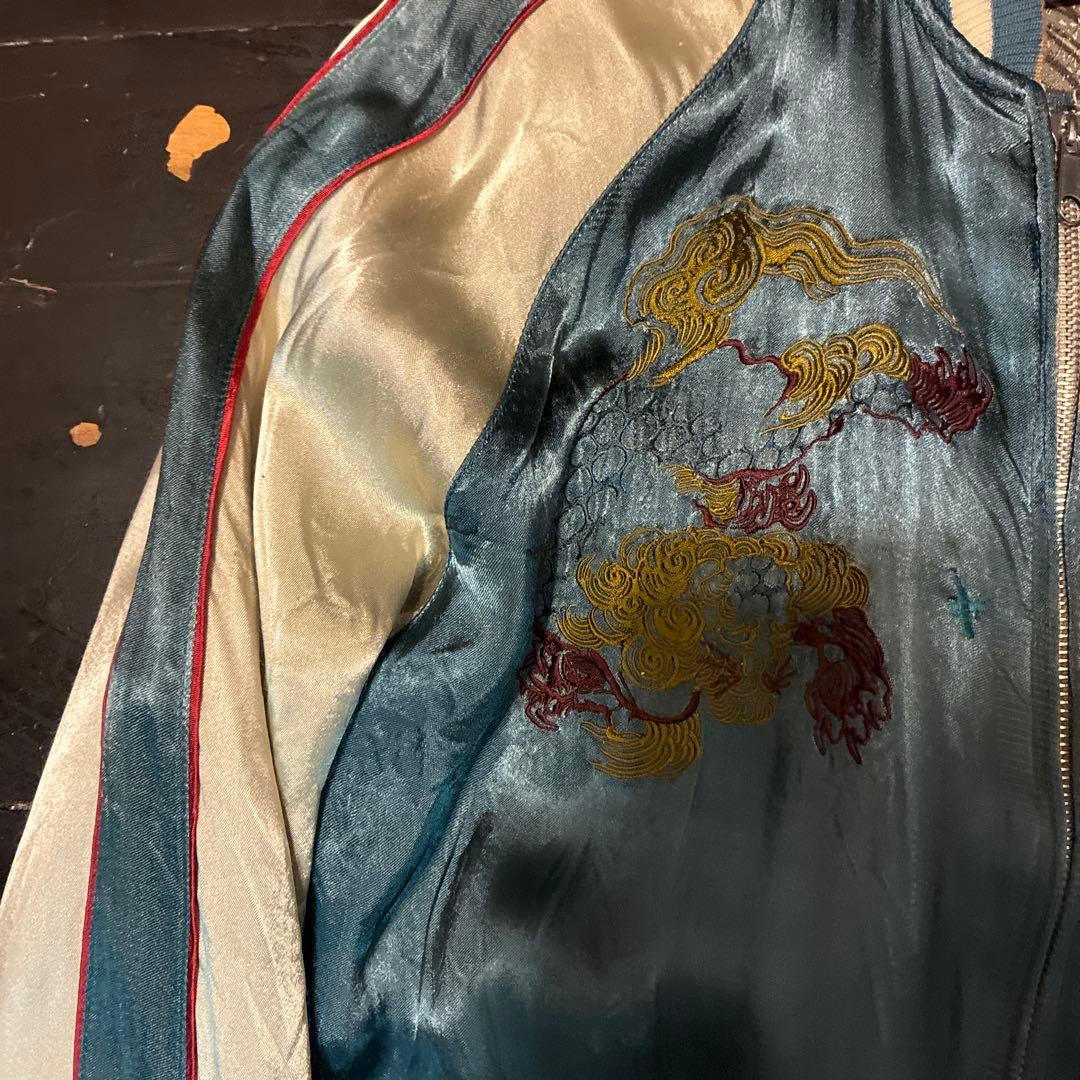 90s?プリント&サテン両面スカジャン　リバーシブル