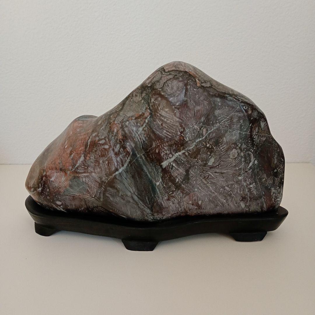 盆栽 鑑賞石 水石 置物 水石展 自然石 台座付 天然石 約26.5×16×9㎝