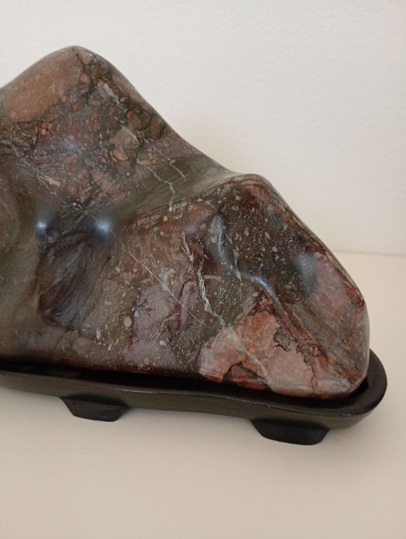 盆栽 鑑賞石 水石 置物 水石展 自然石 台座付 天然石 約26.5×16×9㎝