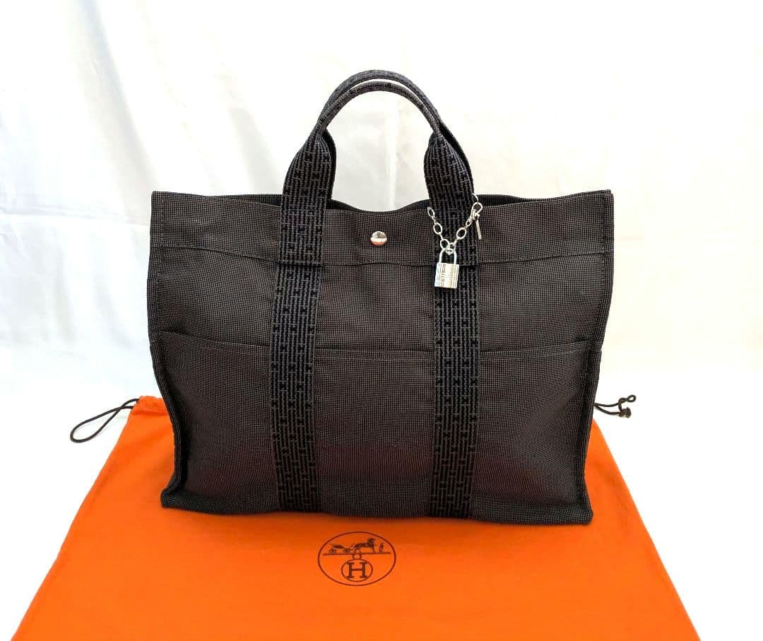 【美品】HERMES エルメス トートバッグエールラインMM 保存用巾着袋付き