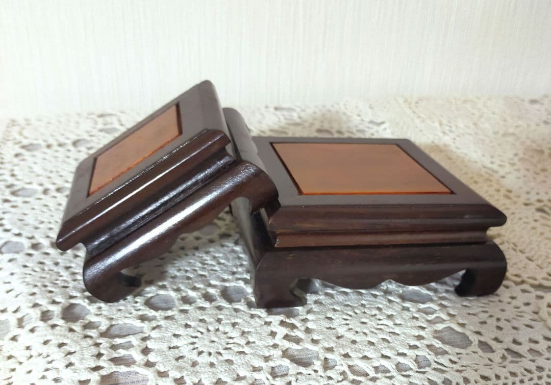 セール✨高級唐木　鉄刀木　花梨木　ミニ花台　2点セット　未使用保管品