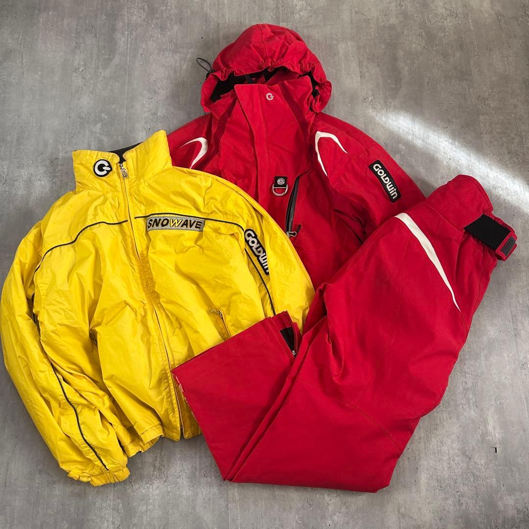 C7 GOLDWIN スキーウェア 上下セット インナー付 赤 メンズ L-XL