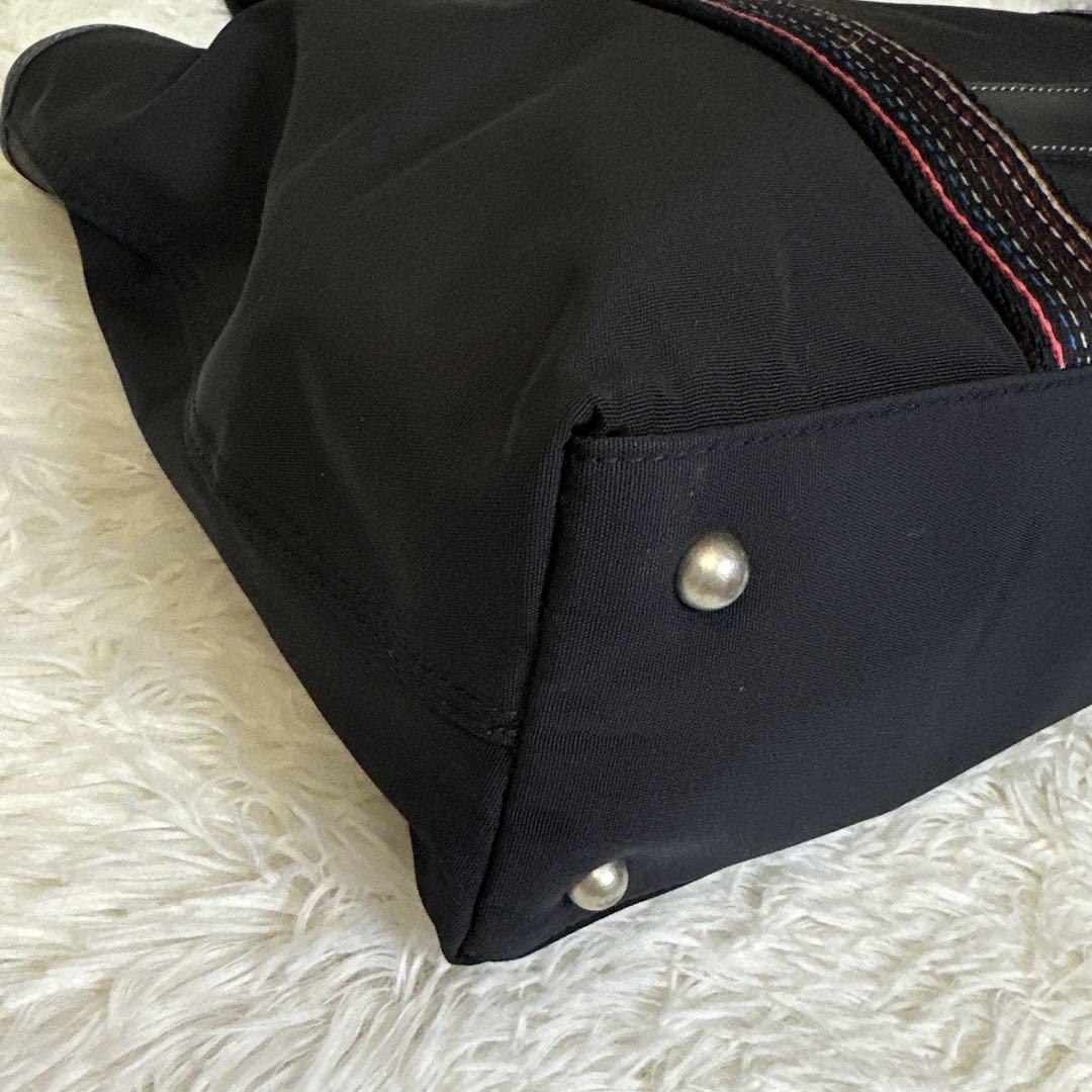 ポールスミス マルチストライプ ナイロン トートバッグ ブラック 大容量