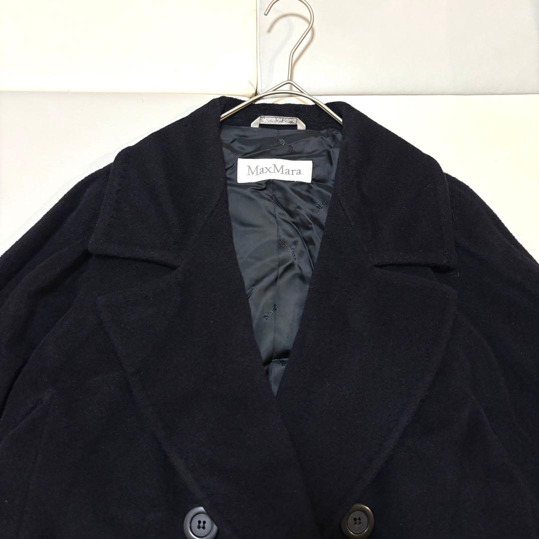 【大きいサイズ】マックスマーラ 白タグ カシミヤ混 ビッグカラーロングコート