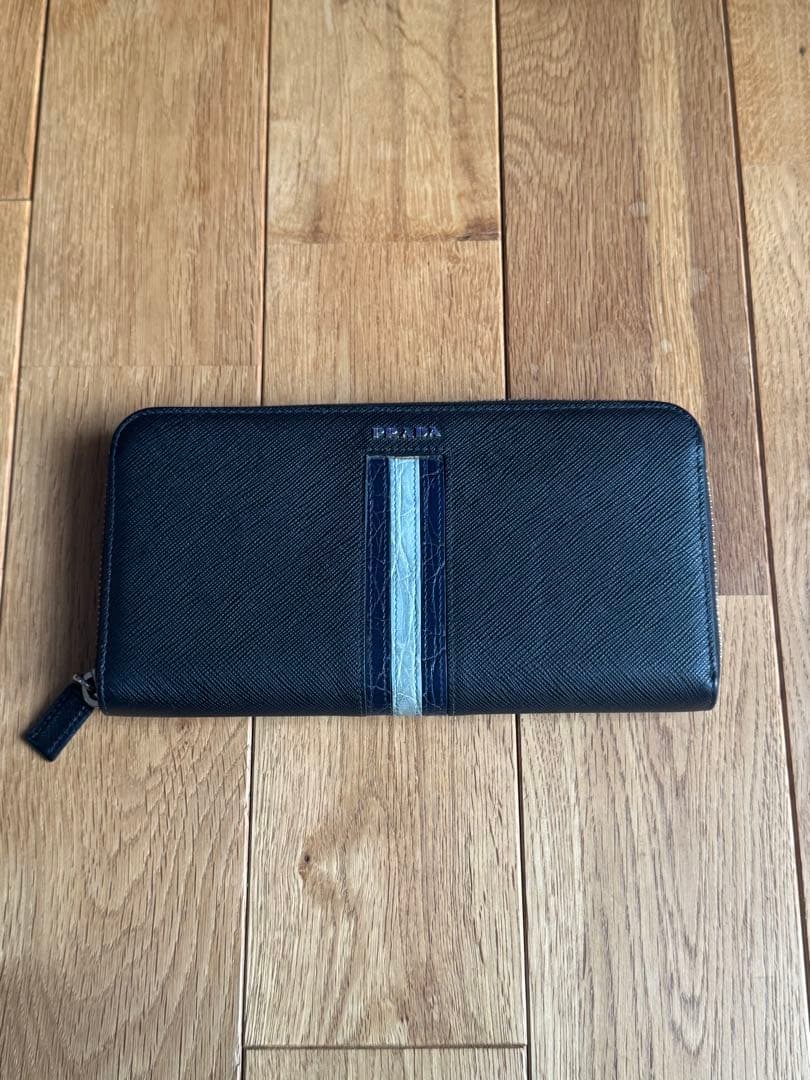 プラダ PRADA 長財布 サフィアーノ クロコダイル ブルー