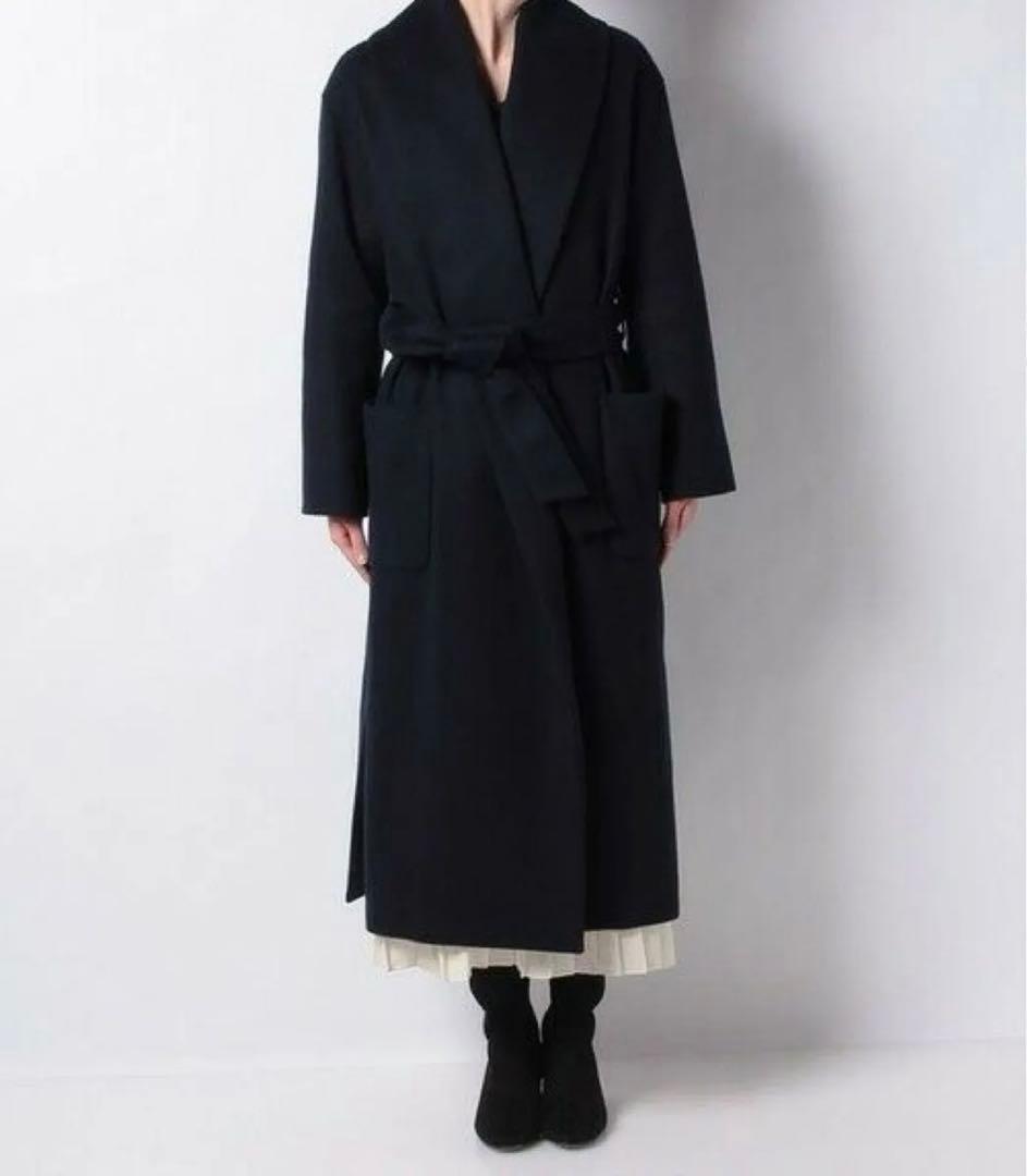 アルアバイル　ネイビー ロングコート ベルト付き