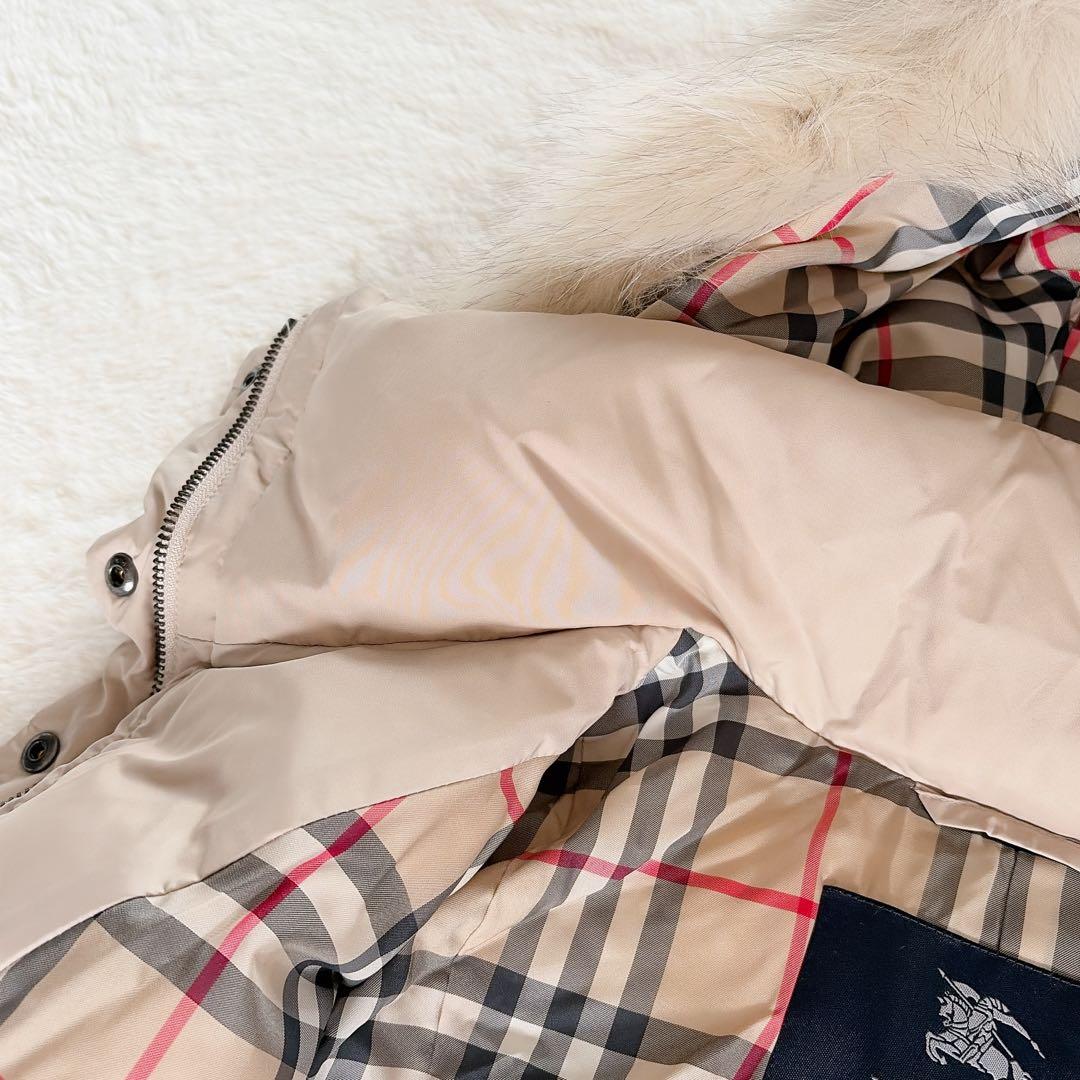 【バーバリーロンドン】3wayフードファーダウンコート ベージュノバチェック40