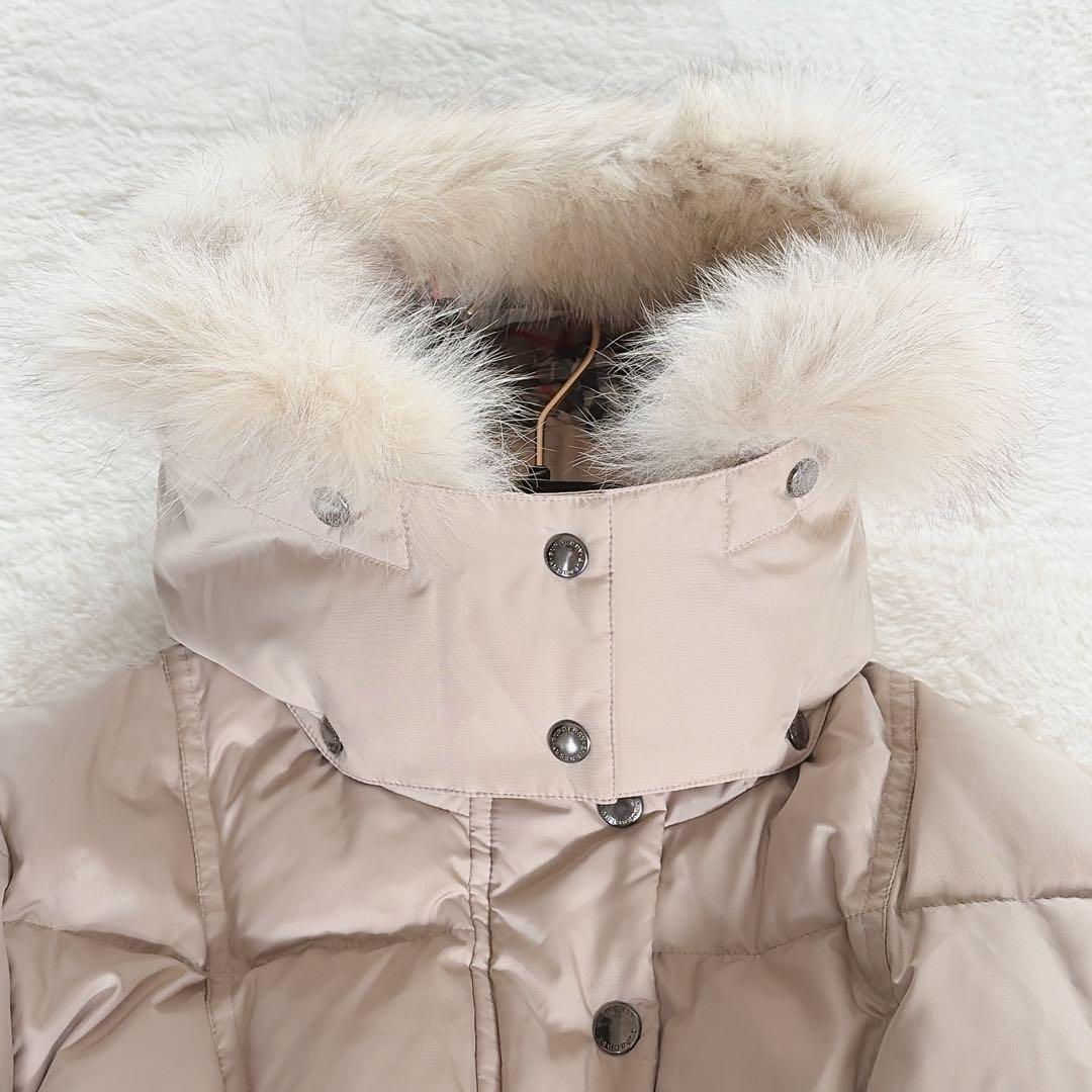 【バーバリーロンドン】3wayフードファーダウンコート ベージュノバチェック40