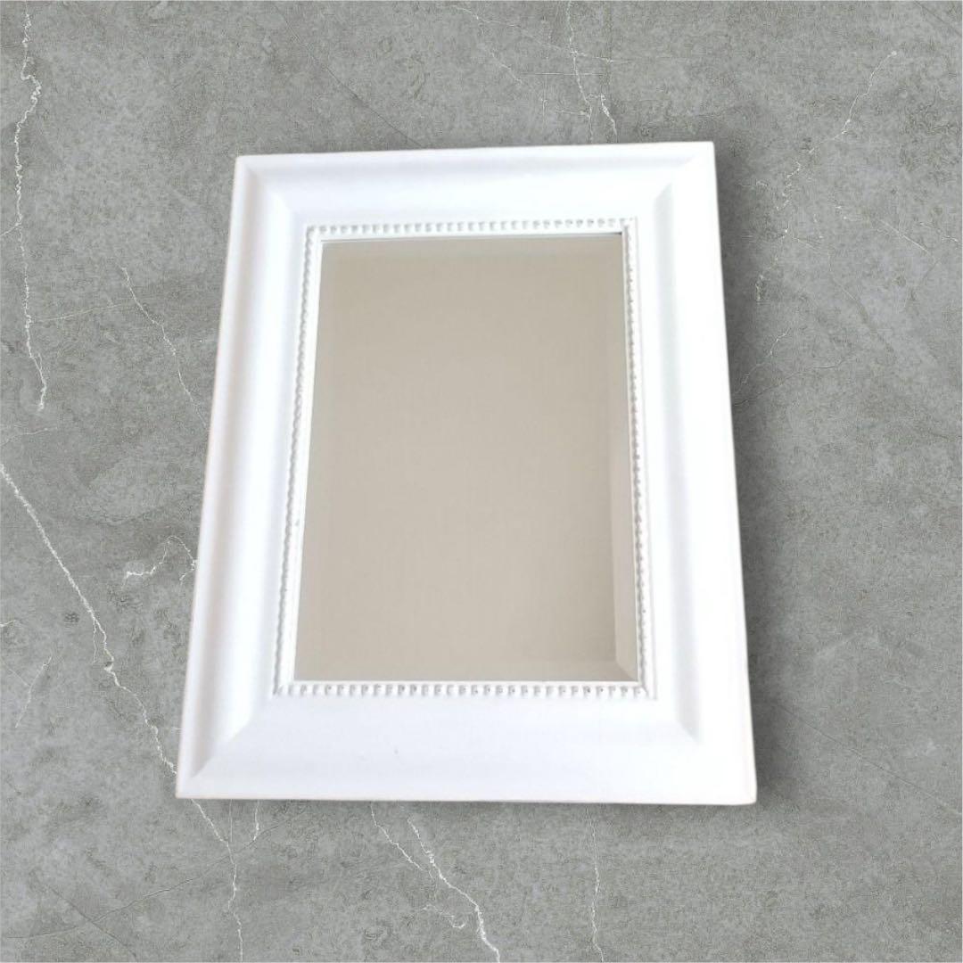 アンティーク加工★57cm 縦掛け横掛け両用 フレンチ風面取りミラー★シャビー