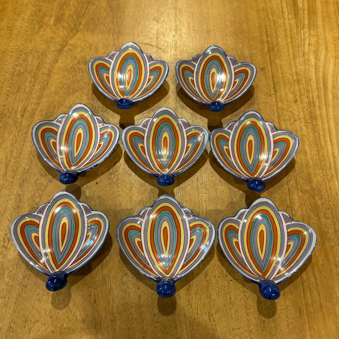 有田焼幸楽窯　錦矢羽形小付　縁起物　八枚