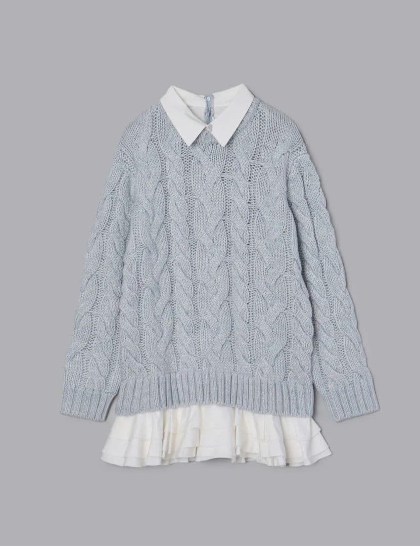 olu.　フリルレイヤードケーブルニット　ミニワンピ　1