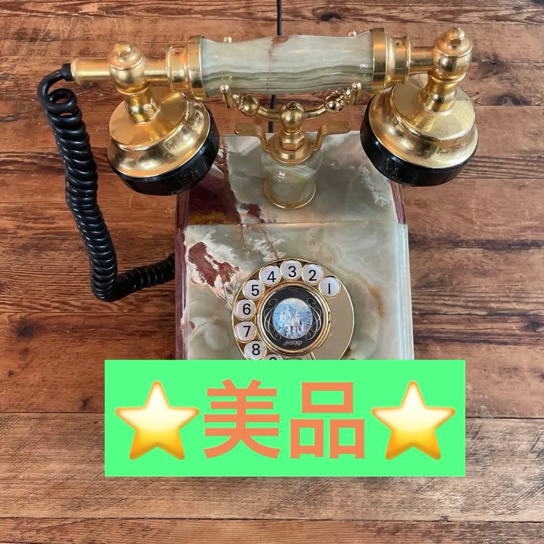 【美品】アンティーク大理石固定電話 1980年7月製 NIKKO 日興電機製作所