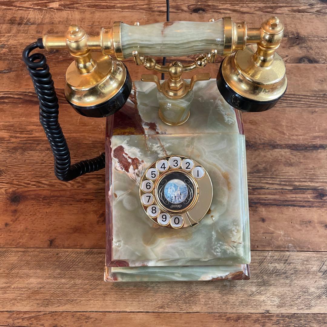 【美品】アンティーク大理石固定電話 1980年7月製 NIKKO 日興電機製作所