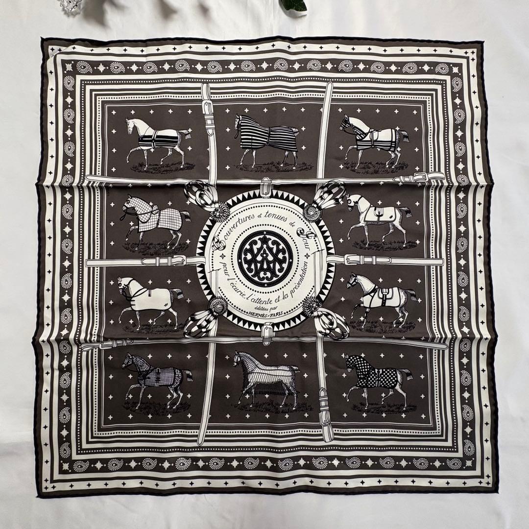 【ハンナ様】エルメス　馬着　カレ55 ダークグレー