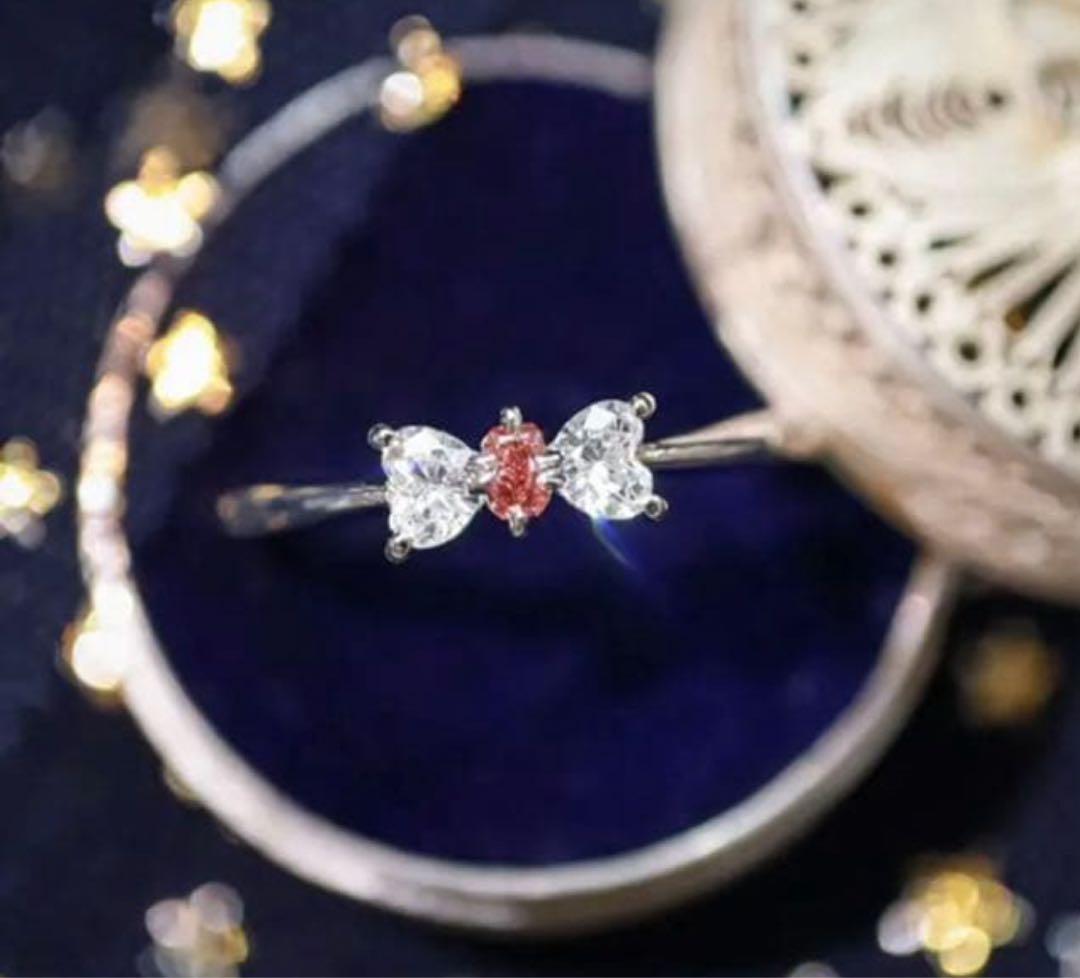 あきらジュエリー　明宝石　天然ピンクダイヤ　ハート　リング　ソーティング