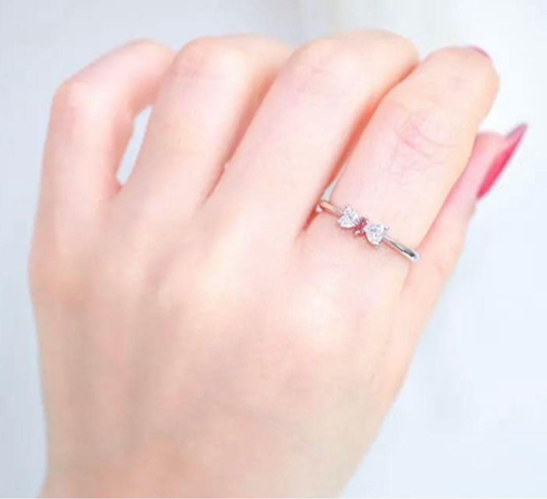 あきらジュエリー　明宝石　天然ピンクダイヤ　ハート　リング　ソーティング