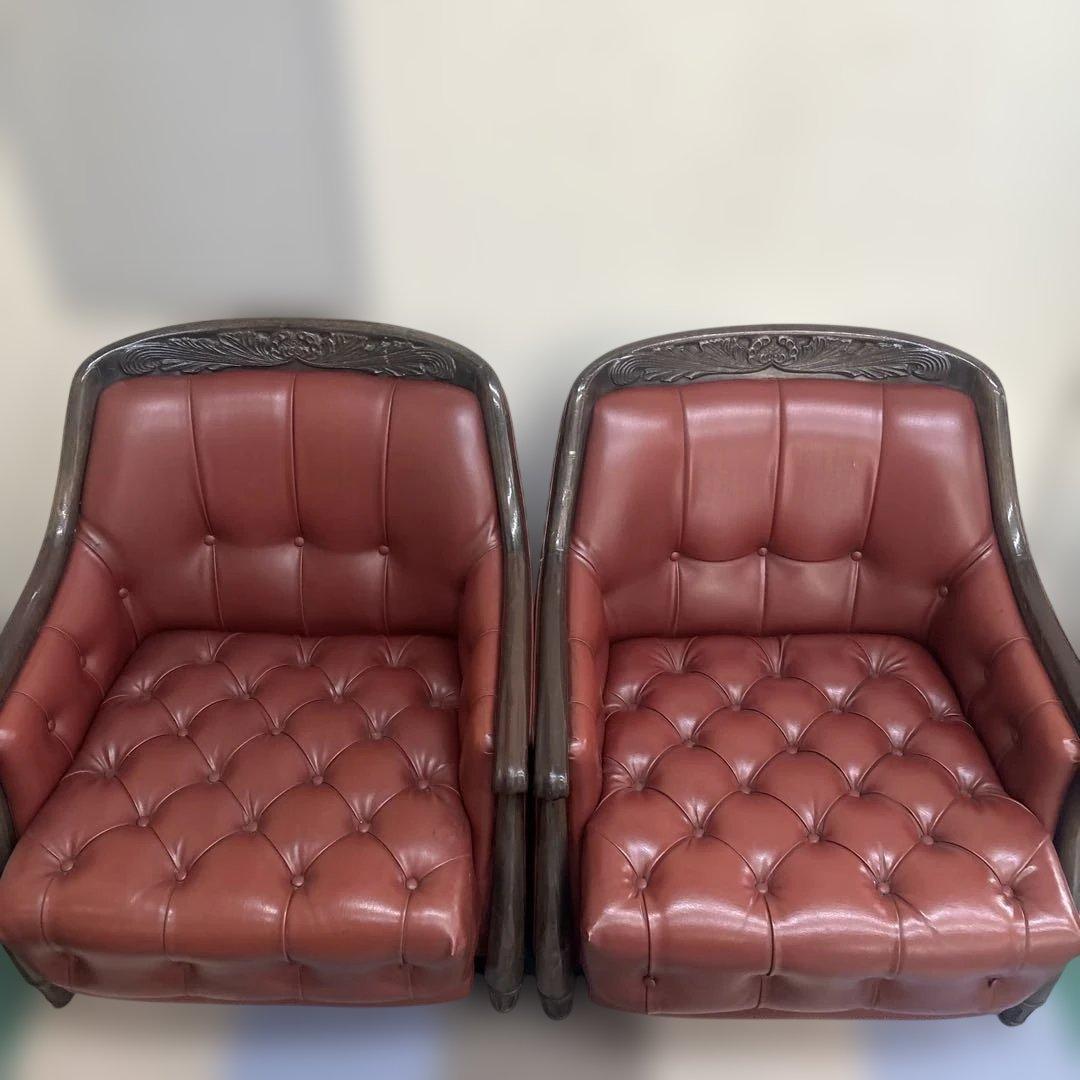 赤レザー　クラシックソファ　1脚 ②