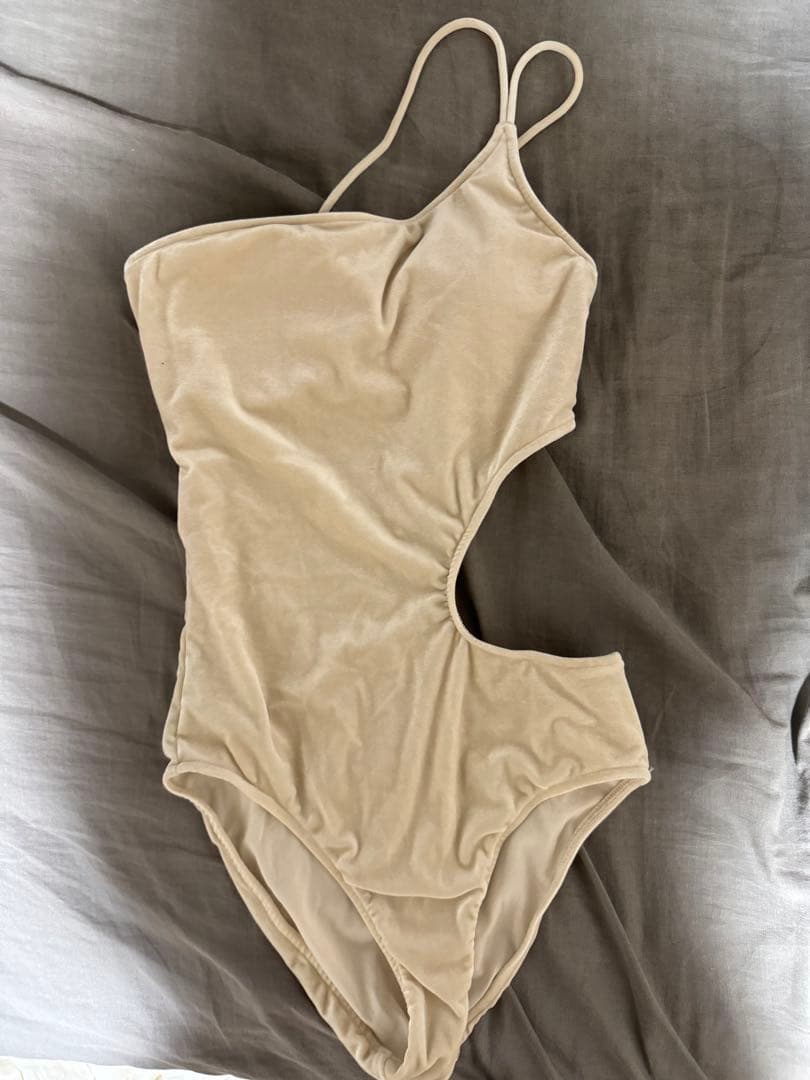 アニュアンス anuans サイドカットアウトベロアワンピース水着