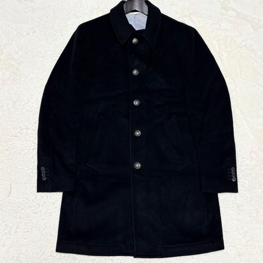 ハイドロゲン LUIGI BIANCHI ステンカラーコート カシミヤ混　黒