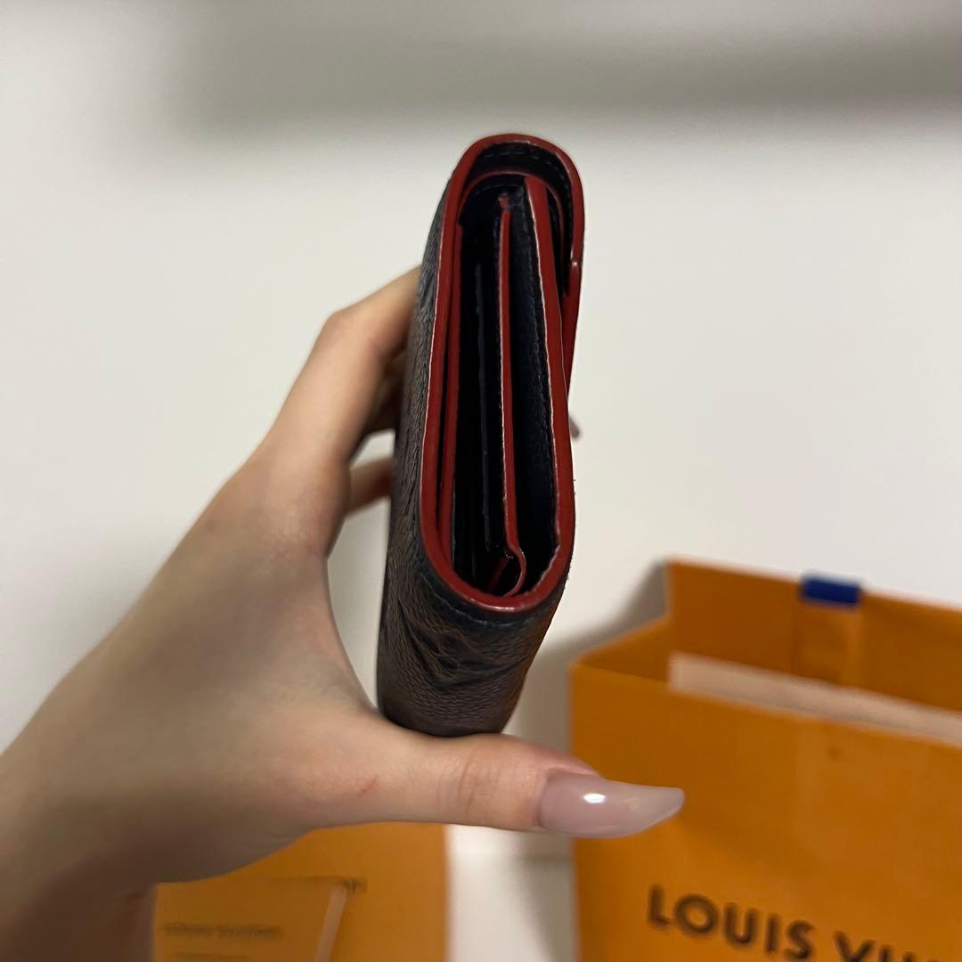 ルイヴィトン　ネイビー三つ折り財布　モノグラム　レディース