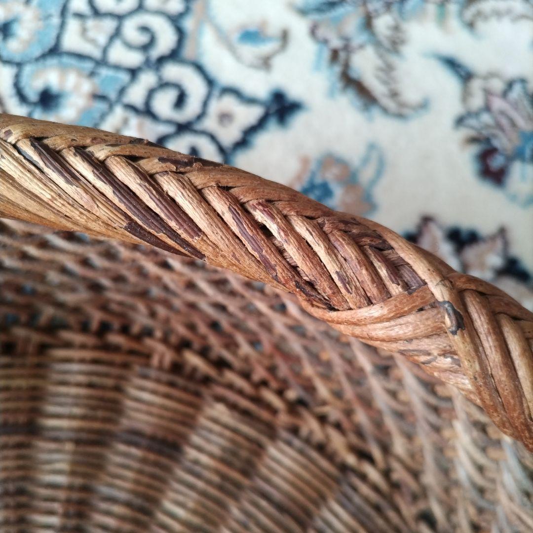 あけび こだし編み 丸型 籠 ランドリーバスケット 大型