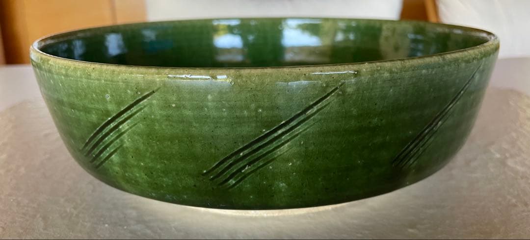 長森慶　織部焼　織部鉦鉢風大鉢　直径23cm